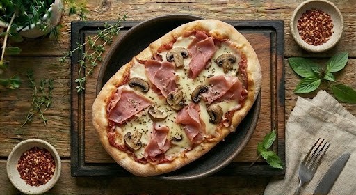 Піца з шинкою та грибами
