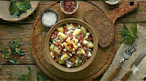 Салат з яйцем та беконом