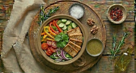 Салат з тофу та овочами